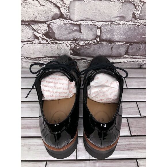 Clarks Unstructured Black Patent Leather Platform Lace Shoes Women Sz 8M US/39EU - Picture 7 of 16